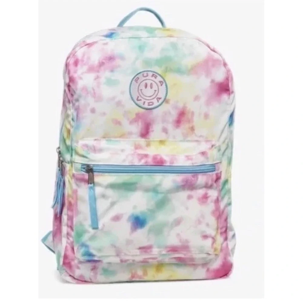 NEW PURA VIDA TIE-DYE CLASSIC BACKPACK White Pink Green Amazing bag!!